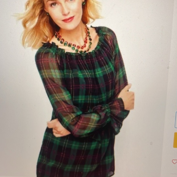 Talbots Multicolor Plaid Ruffle Blouse - Picture 3 of 8